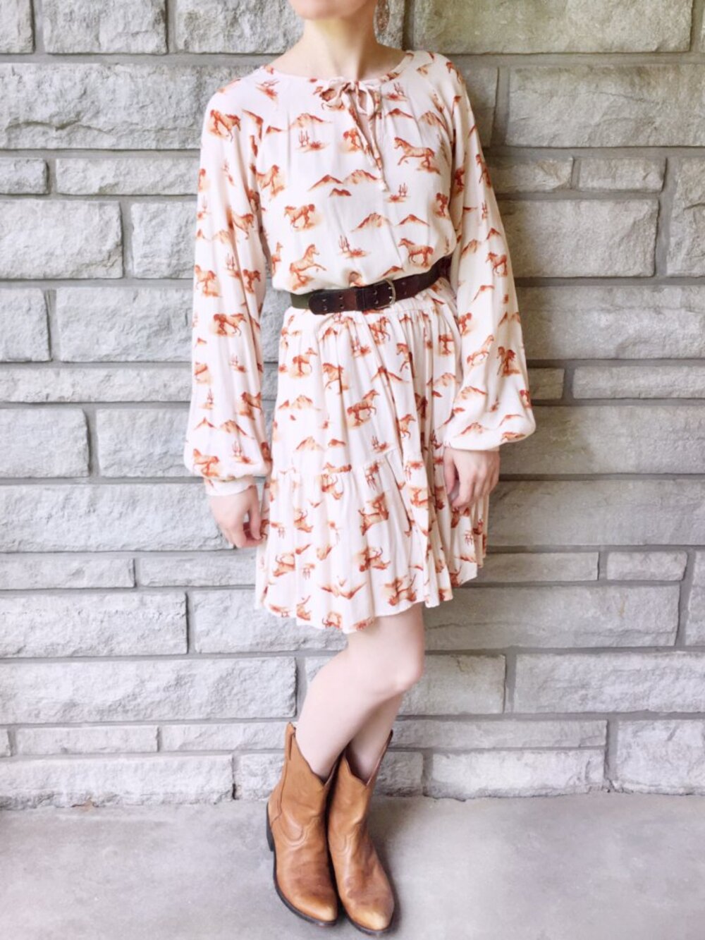 Boho Cowgirl Longsleeve Novelty Print Dress - Wrangler Retro